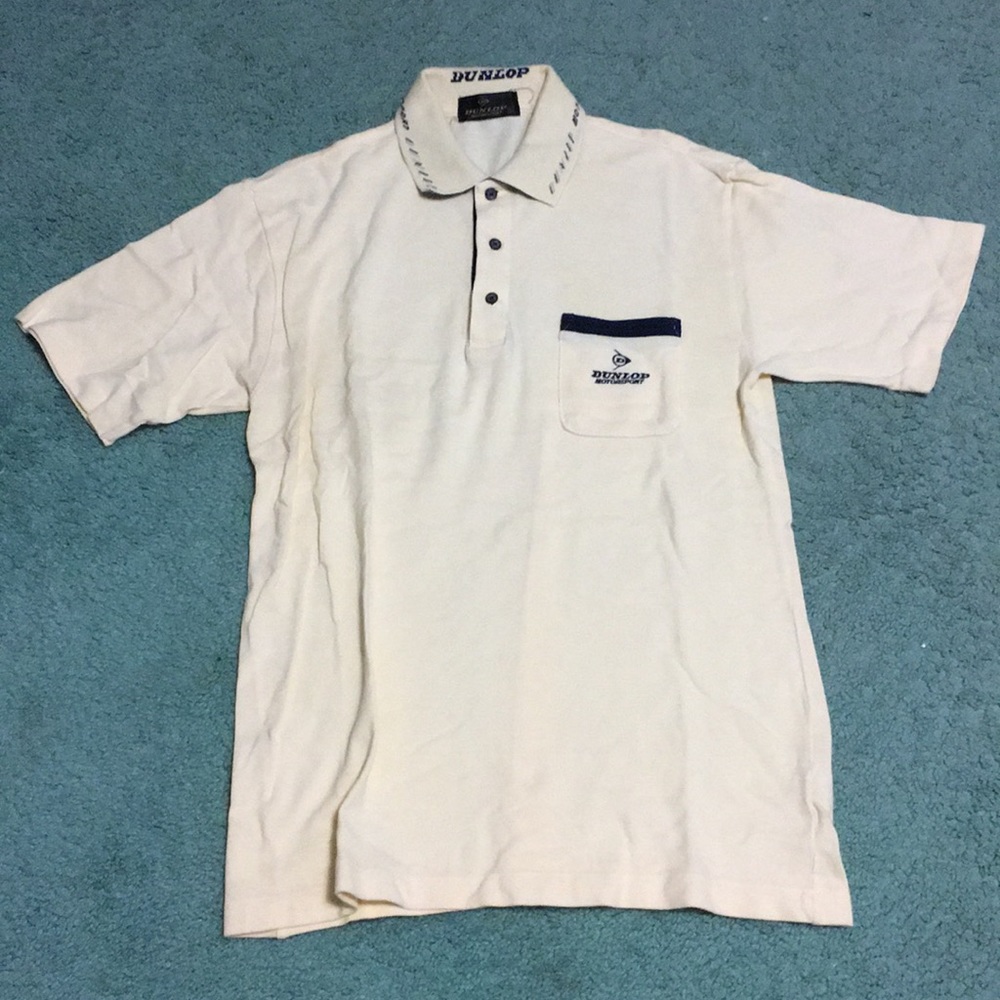 Vintage yellow Dunlop Motorsport polo size large